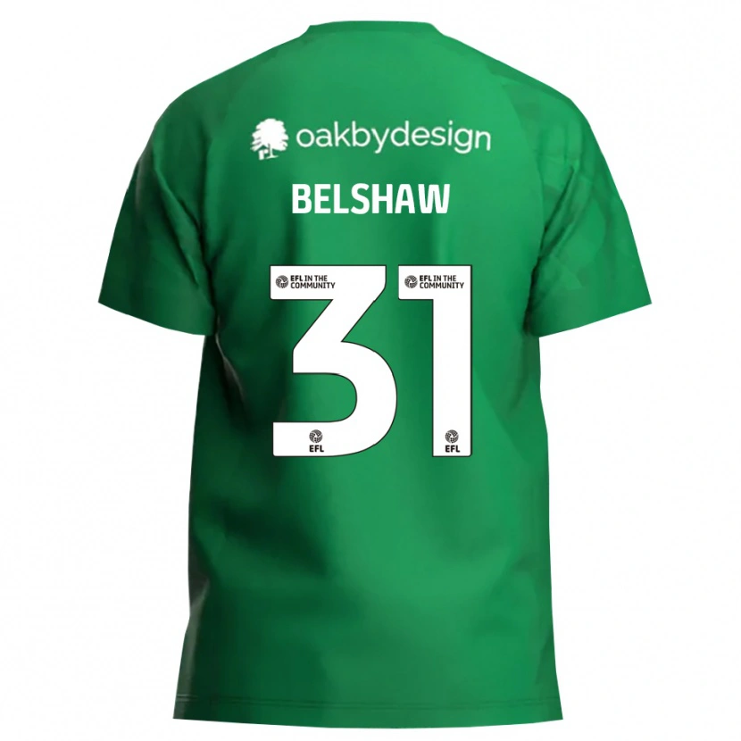 Danxen Hombre Camiseta James Belshaw #31 Verde Blanco Portero Equipación 2025/26 La Camisa México
