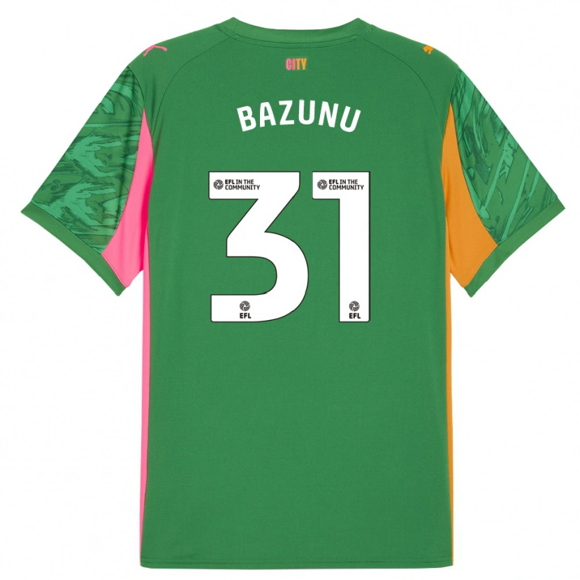 Danxen Hombre Camiseta Gavin Bazunu #31 Verde Naranja Portero Equipación 2025/26 La Camisa México