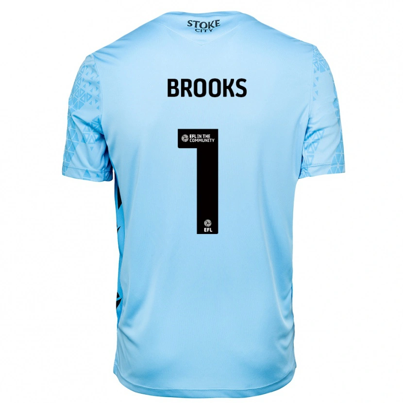 Danxen Hombre Camiseta Alfie Brooks #1 Azul Cielo Negro Portero Equipación 2025/26 La Camisa México