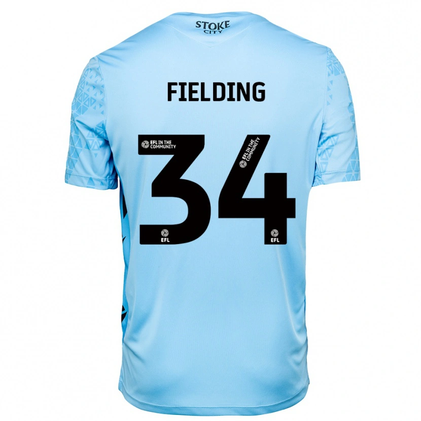 Danxen Hombre Camiseta Frank Fielding #34 Azul Cielo Negro Portero Equipación 2025/26 La Camisa México