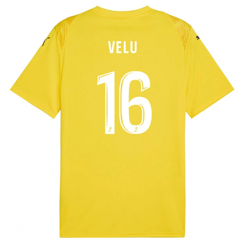 Danxen Hombre Camiseta Lukas Velu #16 Blanco Amarillo Portero Equipación 2025/26 La Camisa México