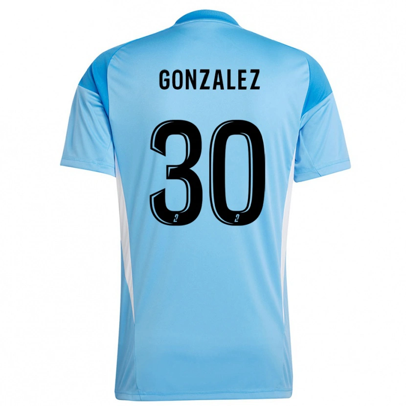 Danxen Hombre Camiseta Matéo Gonzalez #30 Blanco Azul Cielo Portero Equipación 2025/26 La Camisa México