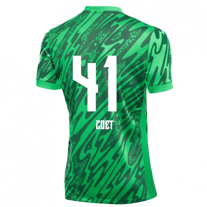 Danxen Hombre Camiseta Jeroen Zoet #41 Verde Blanco Portero Equipación 2025/26 La Camisa México