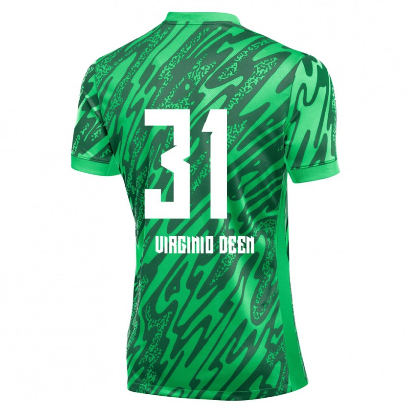 Danxen Hombre Camiseta Daniël Virginio Deen #31 Verde Blanco Portero Equipación 2025/26 La Camisa México