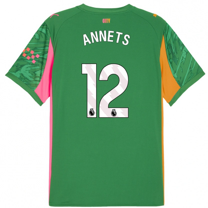 Danxen Hombre Camiseta Eve Annets #12 Verde Naranja Portero Equipación 2025/26 La Camisa México