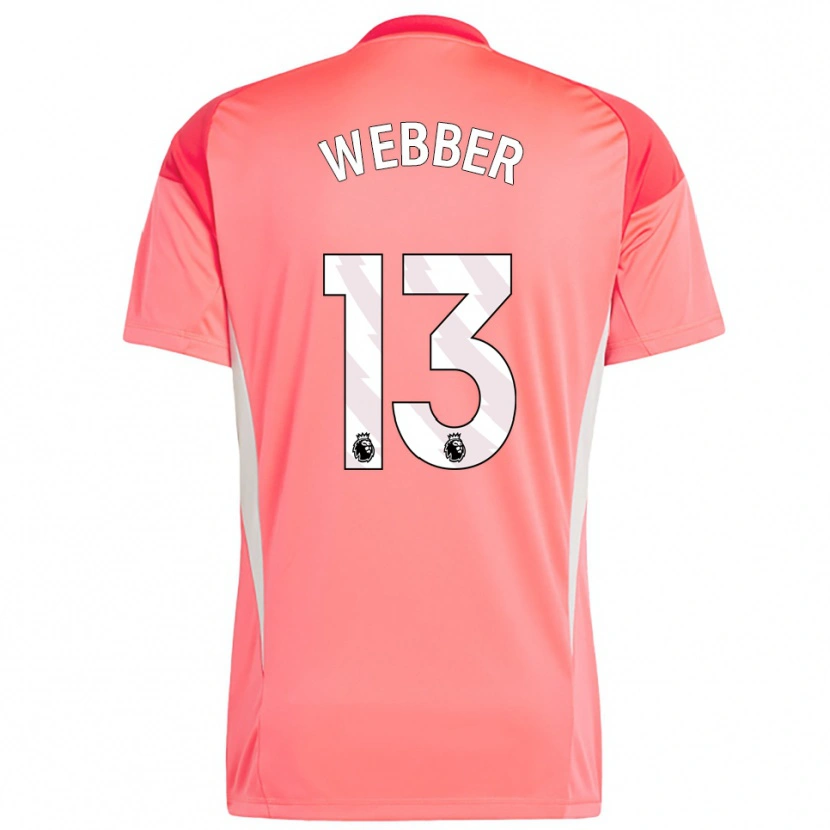 Danxen Hombre Camiseta Amber Webber #13 Blanco Rojo Portero Equipación 2025/26 La Camisa México