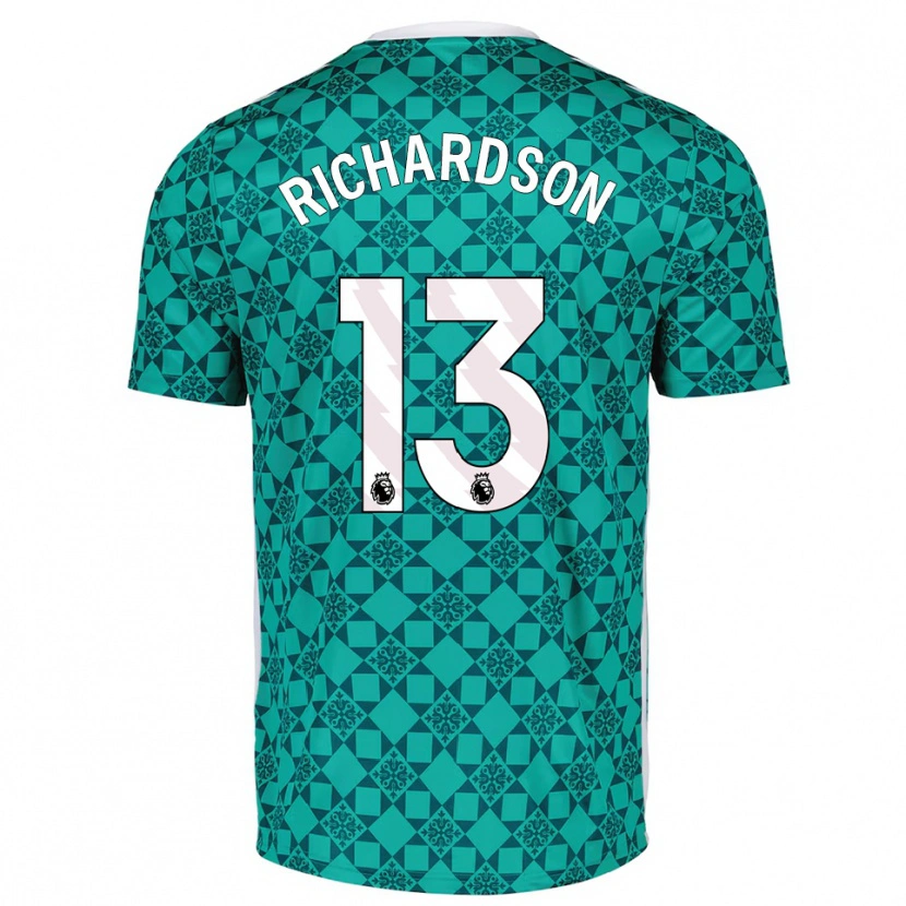 Danxen Hombre Camiseta Adam Richardson #13 Verde Blanco Portero Equipación 2025/26 La Camisa México