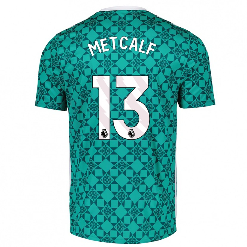 Danxen Hombre Camiseta Ben Metcalf #13 Verde Blanco Portero Equipación 2025/26 La Camisa México