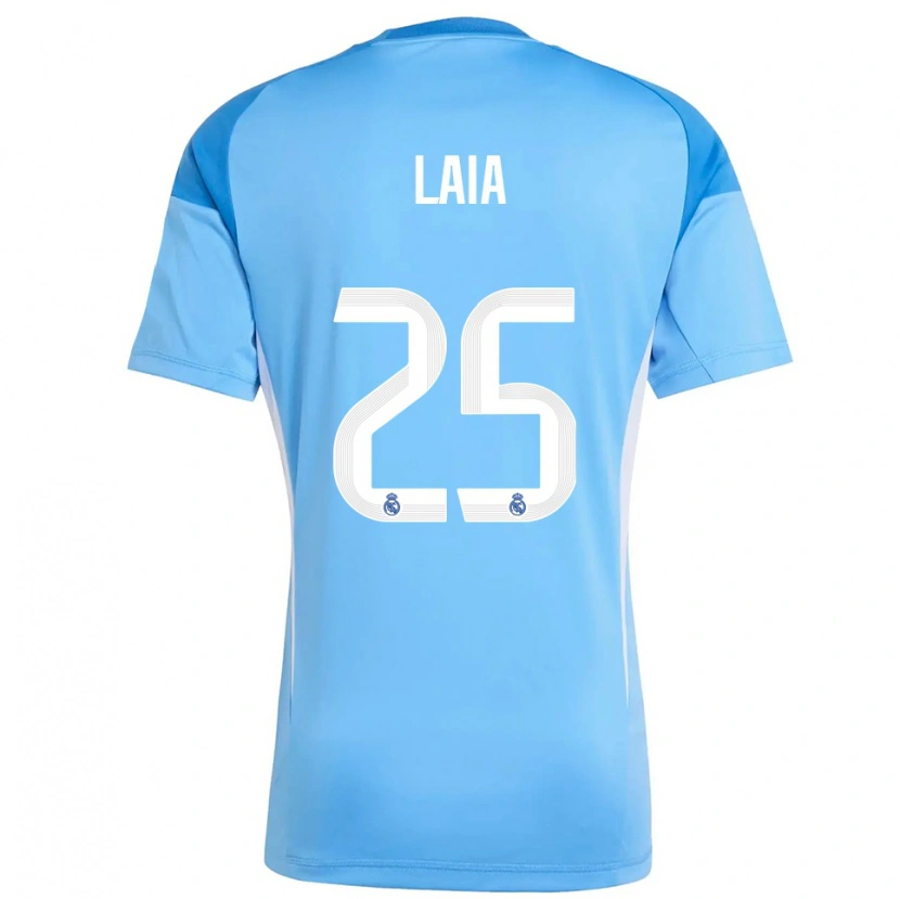 Danxen Hombre Camiseta Laia López De La Morena #25 Azul Cielo Blanco Portero Equipación 2025/26 La Camisa México