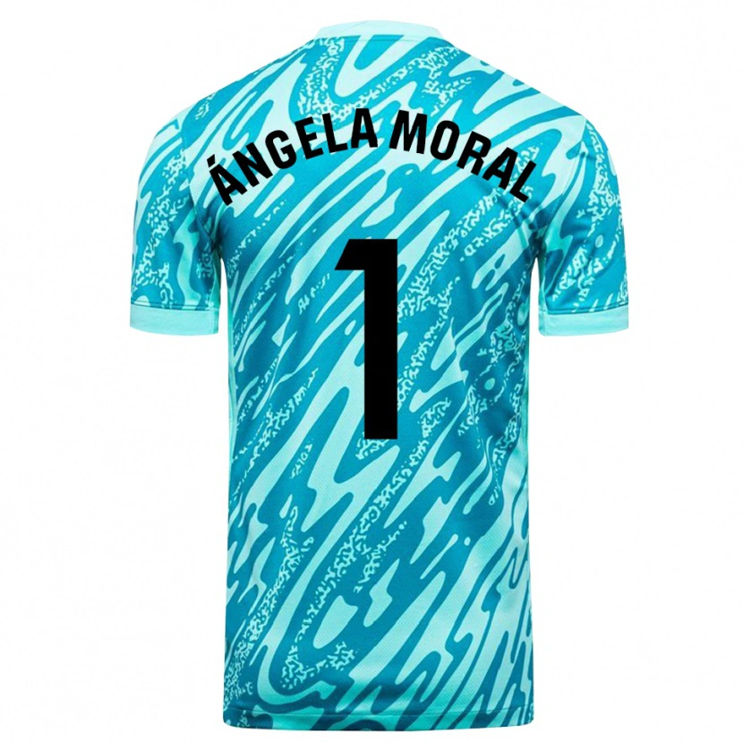 Danxen Hombre Camiseta Ángela Moral Ferrer #1 Azul Cielo Blanco Portero Equipación 2025/26 La Camisa México