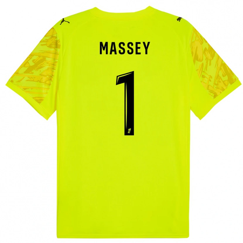 Danxen Hombre Camiseta Kayza Massey #1 Verde Fluorescente Amarillo Portero Equipación 2025/26 La Camisa México