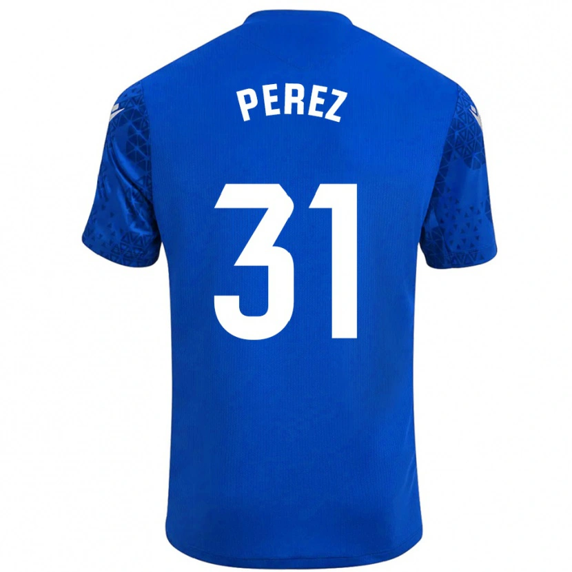 Danxen Hombre Camiseta Ángel Pérez #31 Azul Blanco Portero Equipación 2025/26 La Camisa México