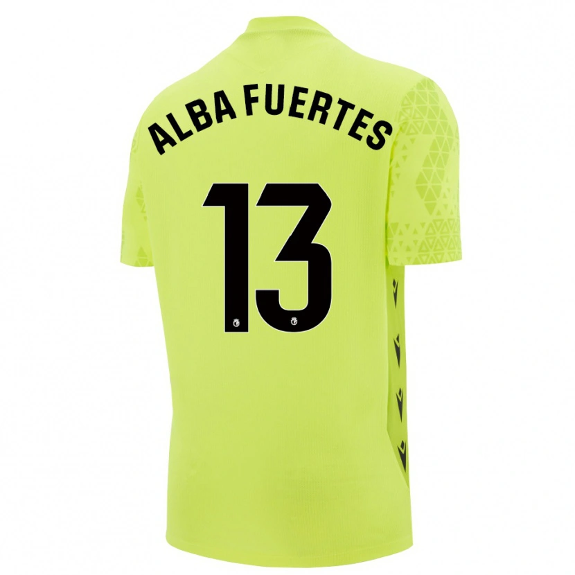 Danxen Hombre Camiseta Alba Fuertes #13 Negro Verde Amarillo Portero Equipación 2025/26 La Camisa México