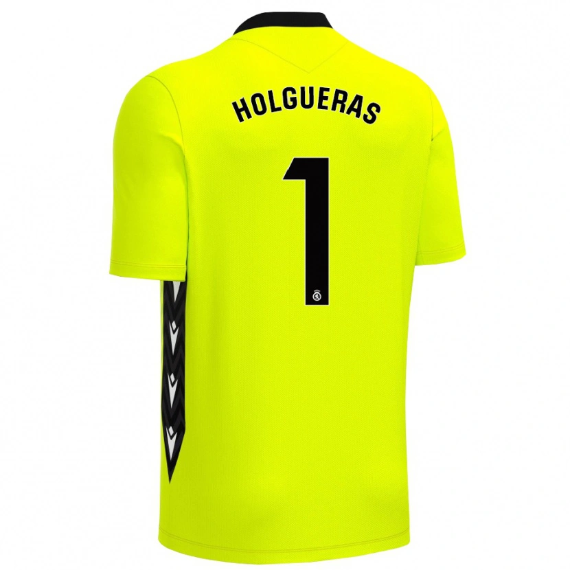 Danxen Hombre Camiseta Javi Holgueras #1 Negro Verde Amarillo Portero Equipación 2025/26 La Camisa México