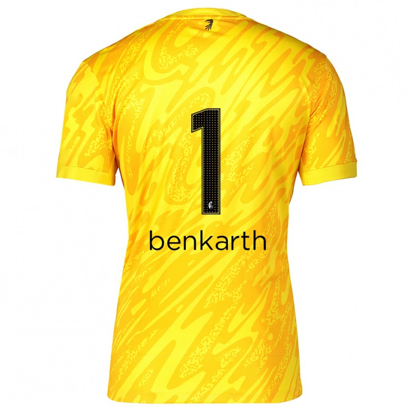 Danxen Hombre Camiseta Laura Benkarth #1 Amarillo Negro Portero Equipación 2025/26 La Camisa México