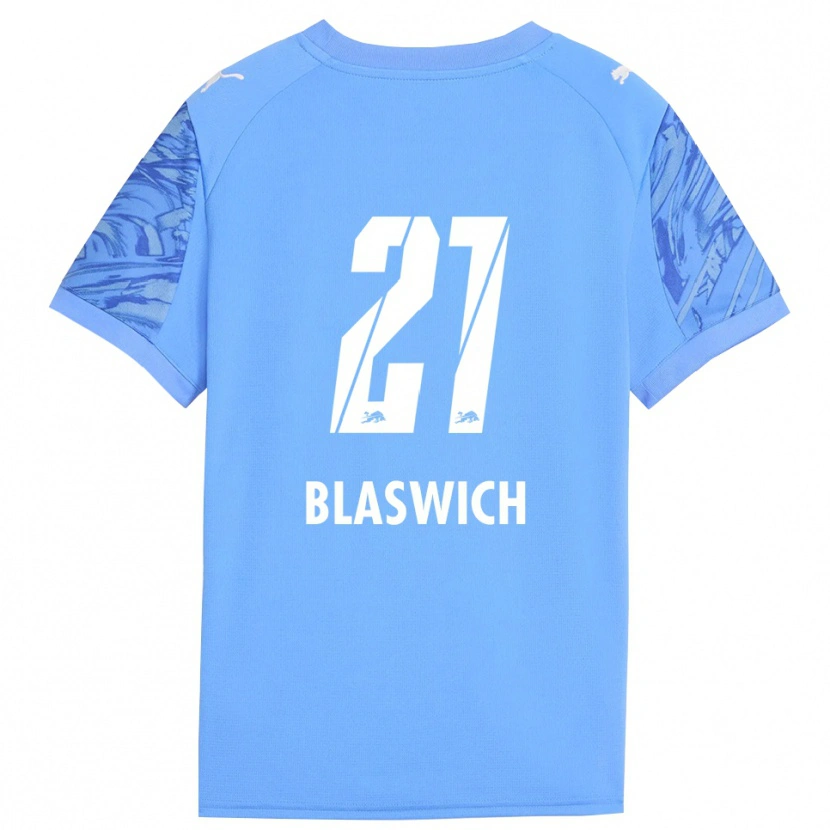 Danxen Hombre Camiseta Janis Blaswich #21 Azul Real Rojo Portero Equipación 2025/26 La Camisa México