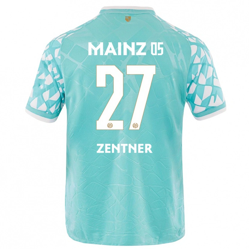 Danxen Hombre Camiseta Robin Zentner #27 Blanco Turquesa Portero Equipación 2025/26 La Camisa México