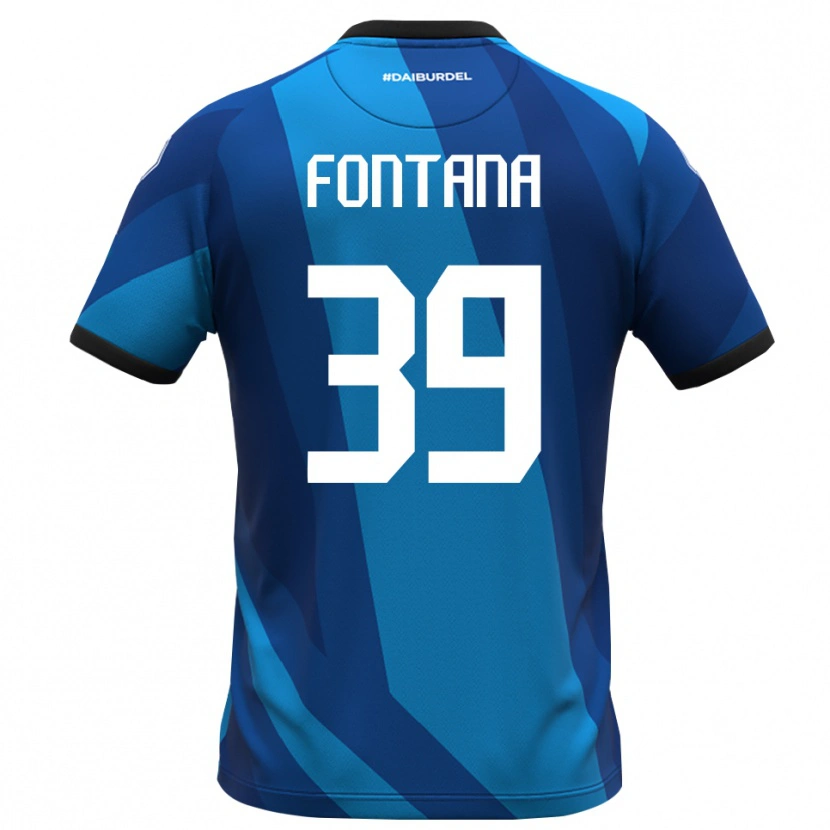 Danxen Hombre Camiseta Niccolò Fontana #39 Azul Real Naranja Portero Equipación 2025/26 La Camisa México