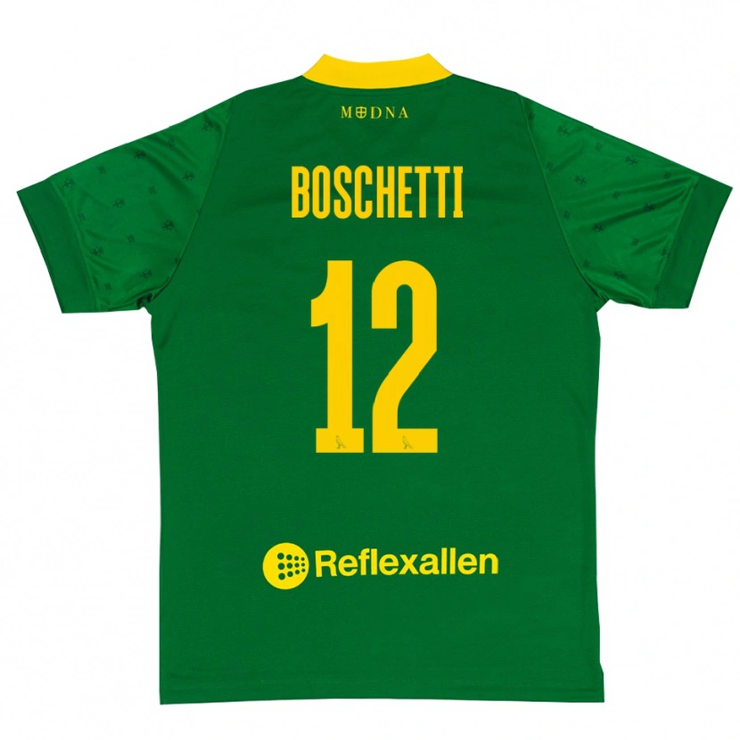 Danxen Hombre Camiseta Matteo Boschetti #12 Verde Amarillo Portero Equipación 2025/26 La Camisa México