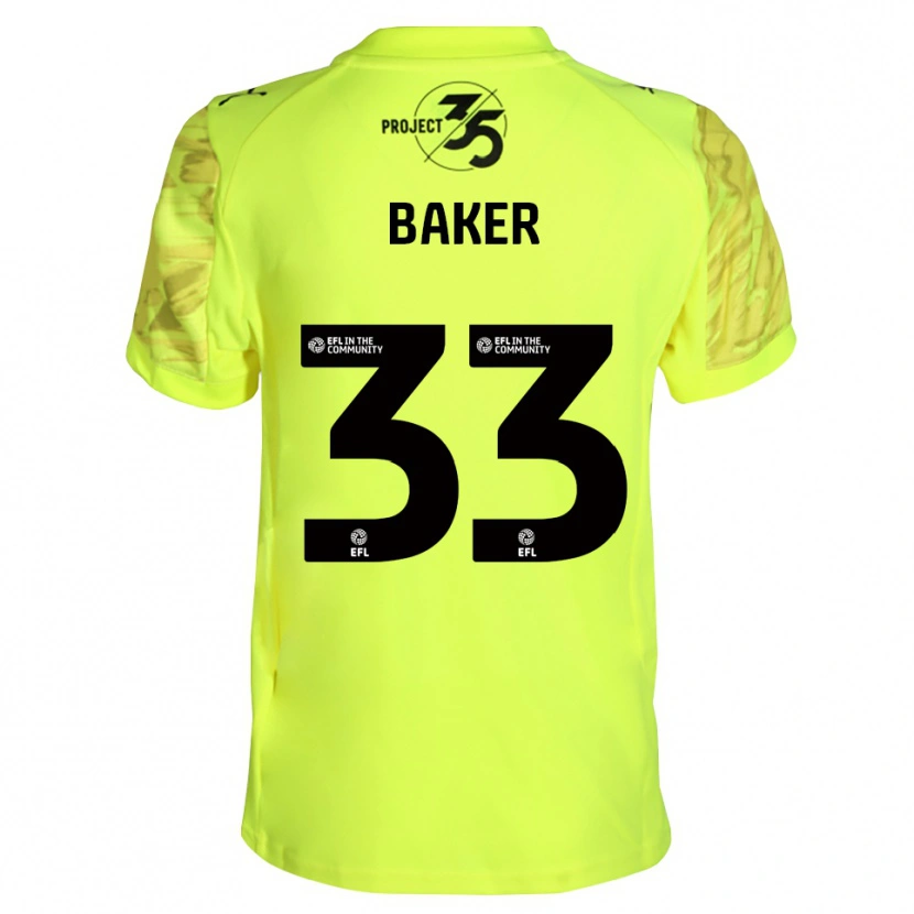 Danxen Hombre Camiseta Zak Baker #33 Negro Verde Fluorescente Portero Equipación 2025/26 La Camisa México