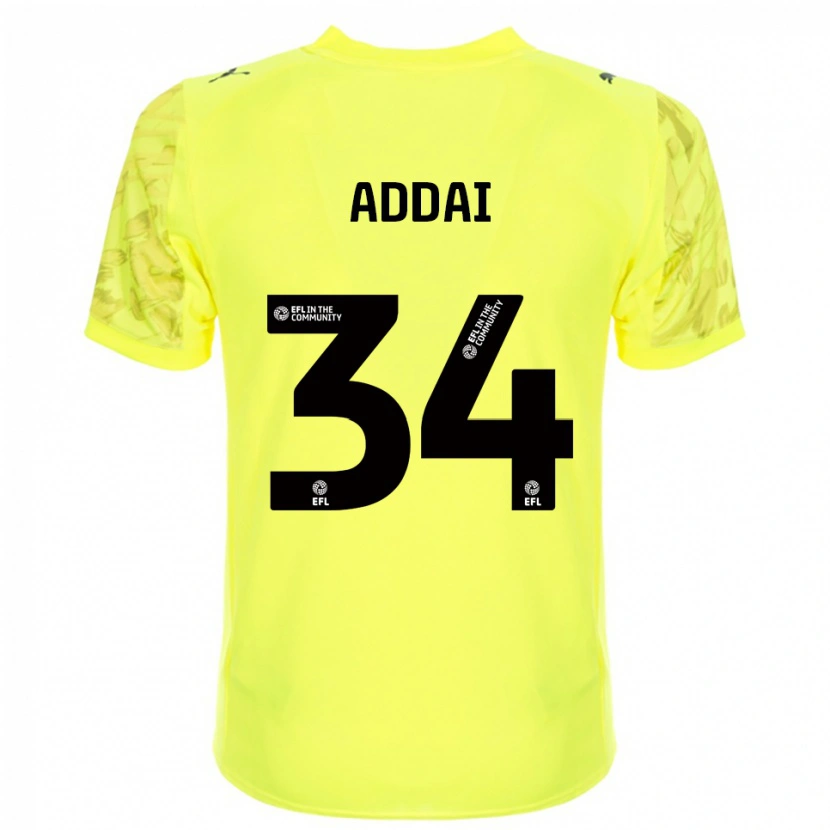 Danxen Hombre Camiseta Corey Addai #34 Negro Amarillo Portero Equipación 2025/26 La Camisa México