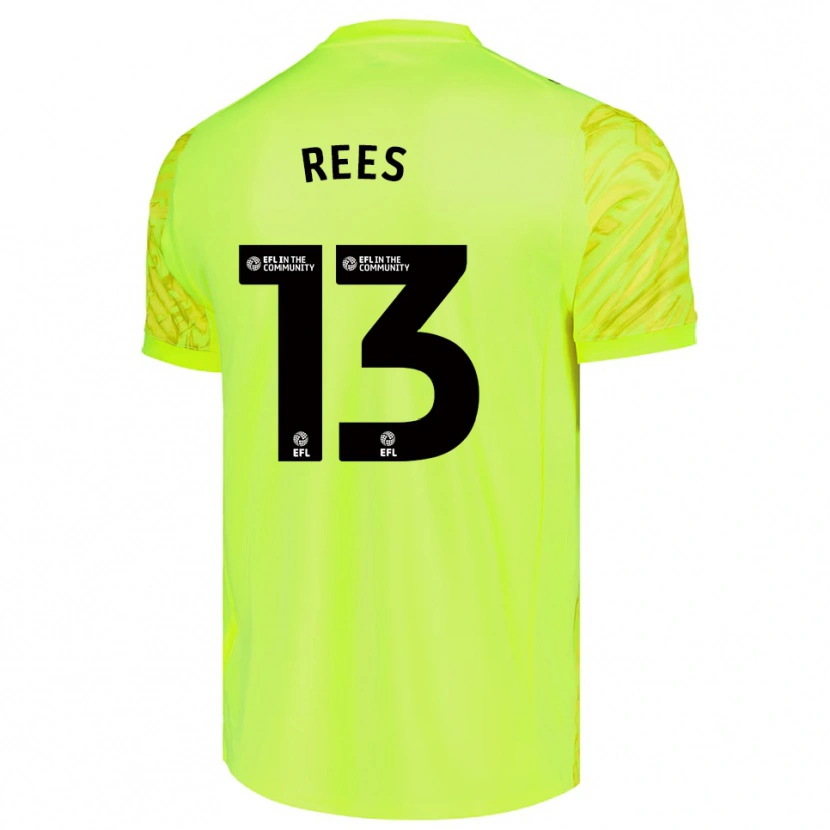 Danxen Hombre Camiseta Harvey Rees #13 Verde Fluorescente Portero Equipación 2025/26 La Camisa México