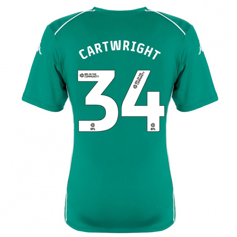 Danxen Hombre Camiseta Harvey Cartwright #34 Verde Blanco Portero Equipación 2025/26 La Camisa México