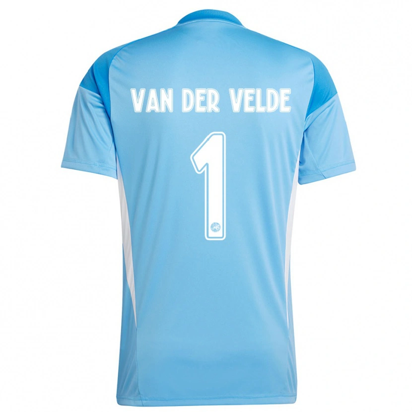 Danxen Hombre Camiseta Valentijn van der Velde #1 Azul Claro Blanco Portero Equipación 2025/26 La Camisa México