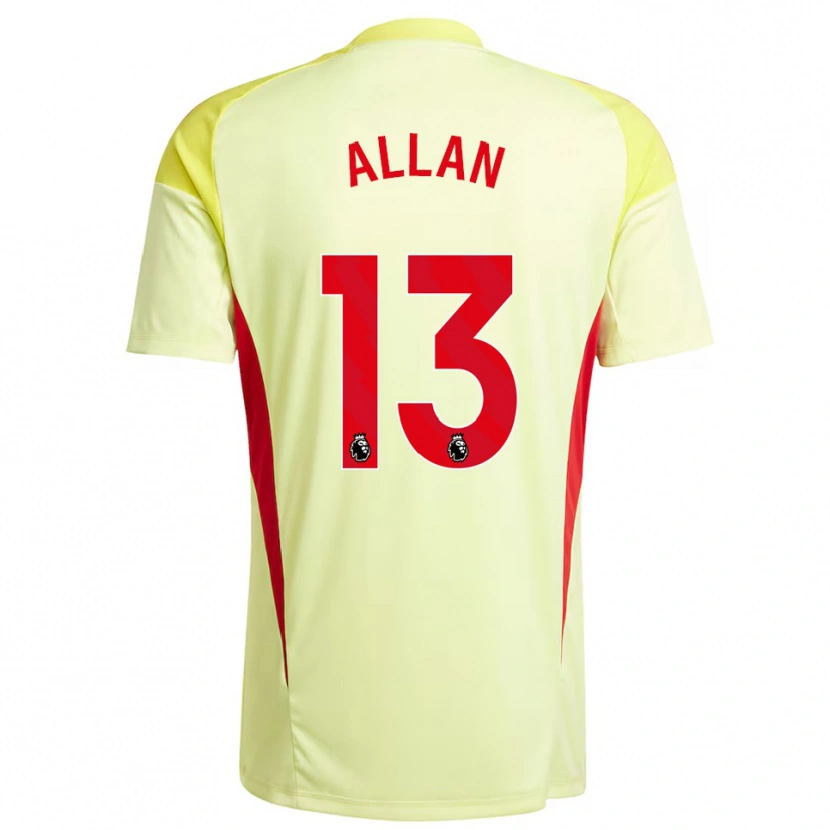 Danxen Hombre Camiseta Jack Allan #13 Amarillo Claro Portero Equipación 2025/26 La Camisa México