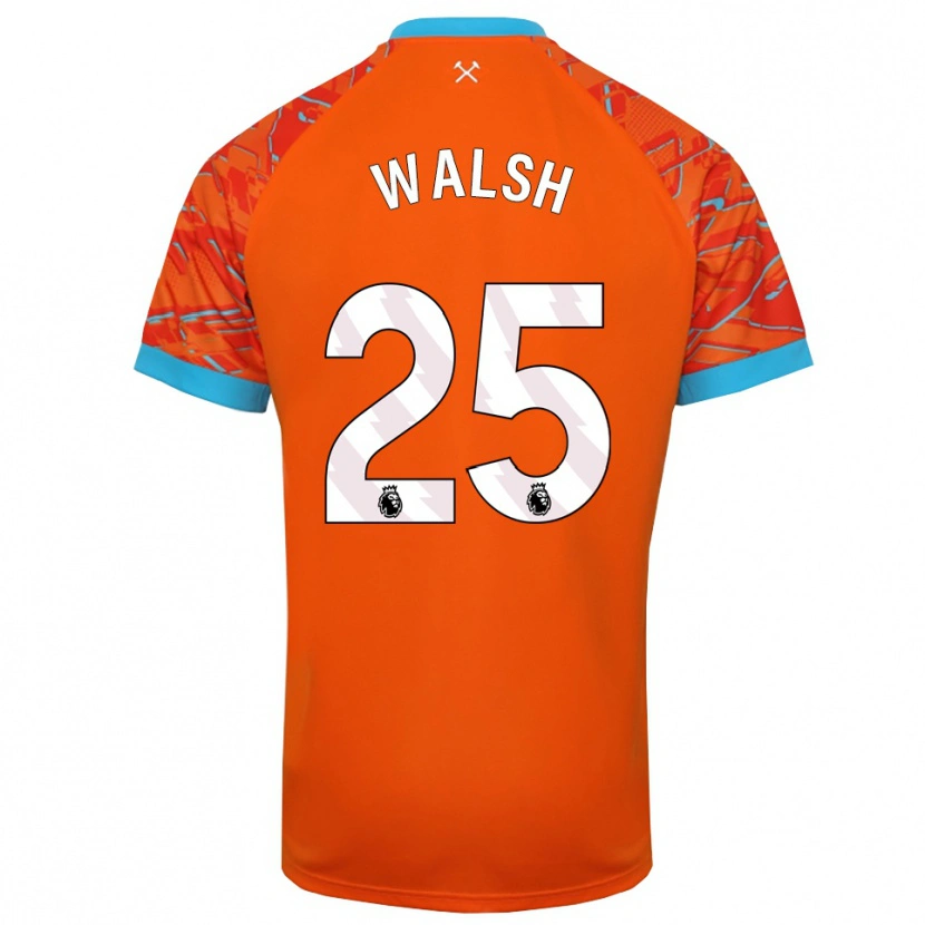 Danxen Hombre Camiseta Megan Walsh #25 Naranja Blanco Portero Equipación 2025/26 La Camisa México