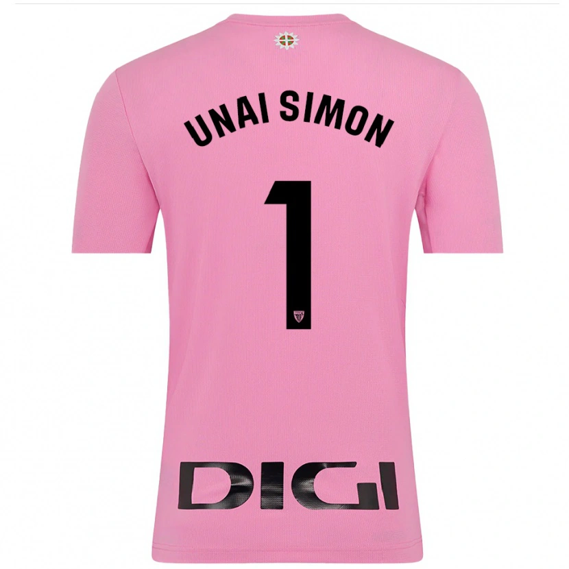 Danxen Hombre Camiseta Unai Simón #1 Rosa Negro Portero Equipación 2025/26 La Camisa México