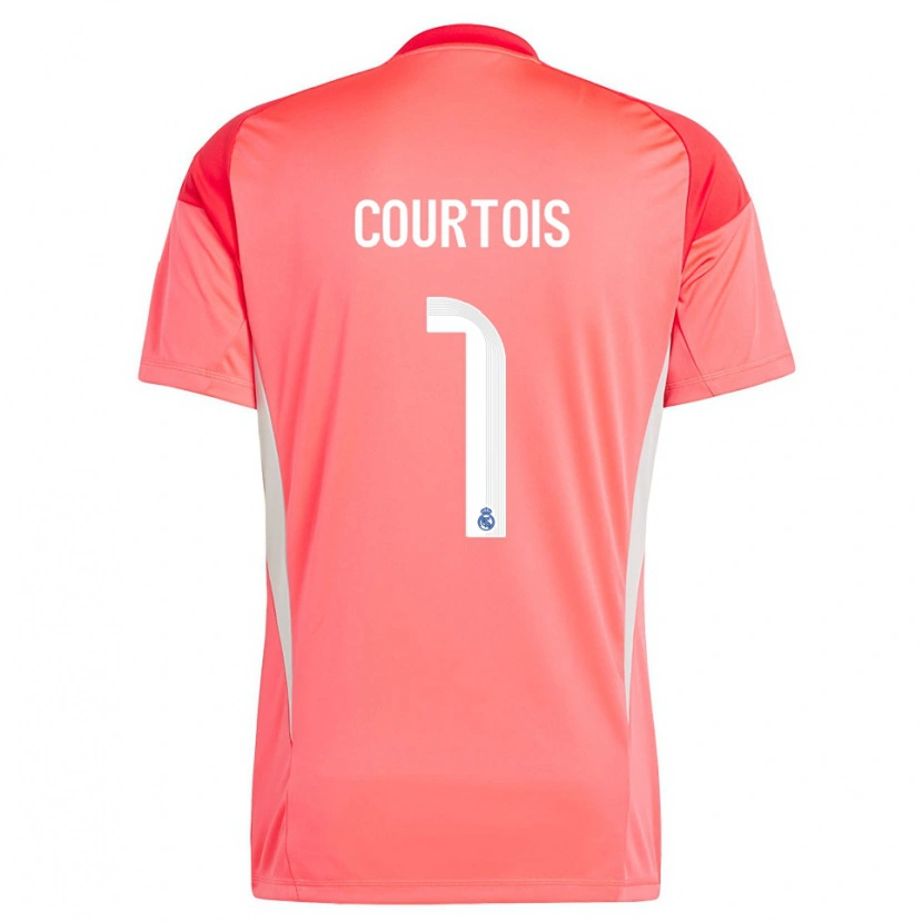 Danxen Hombre Camiseta Thibaut Courtois #1 Blanco Blanco Rojo Naranja Portero Equipación 2025/26 La Camisa México