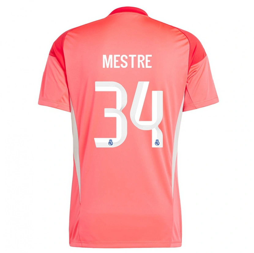 Danxen Hombre Camiseta Sergio Mestre #34 Blanco Blanco Rojo Naranja Portero Equipación 2025/26 La Camisa México