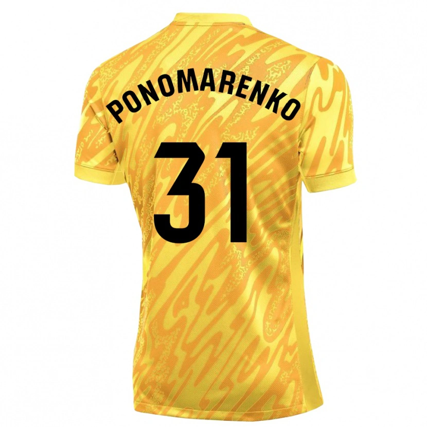 Danxen Hombre Camiseta Borys Ponomarenko #31 Amarillo Negro Portero Equipación 2025/26 La Camisa México