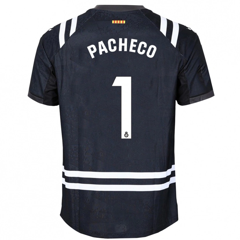 Danxen Hombre Camiseta Álvaro Pacheco #1 Negro Blanco Portero Equipación 2025/26 La Camisa México