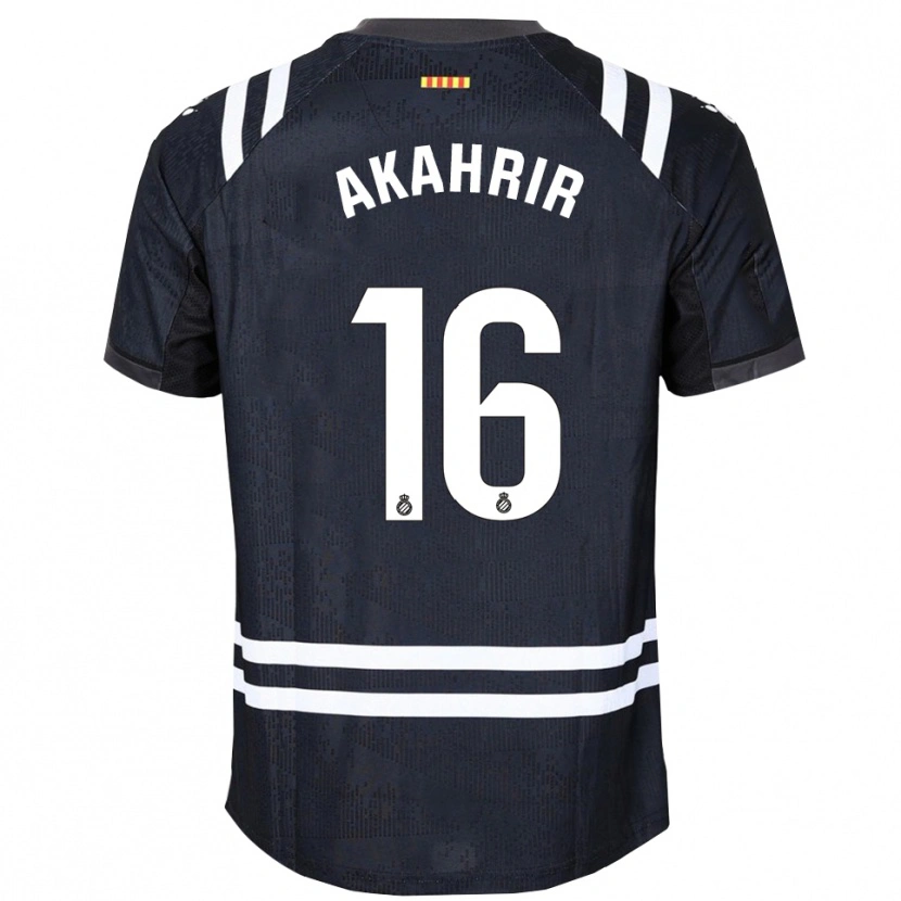 Danxen Hombre Camiseta Mohamed Akahrir #16 Negro Blanco Portero Equipación 2025/26 La Camisa México