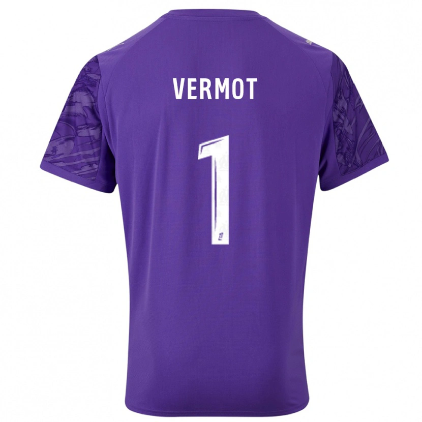 Danxen Hombre Camiseta Théo Vermot #1 Púrpura Blanco Portero Equipación 2025/26 La Camisa México