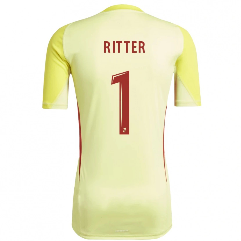 Danxen Hombre Camiseta Maxime Ritter #1 Amarillo Rojo Claro Portero Equipación 2025/26 La Camisa México