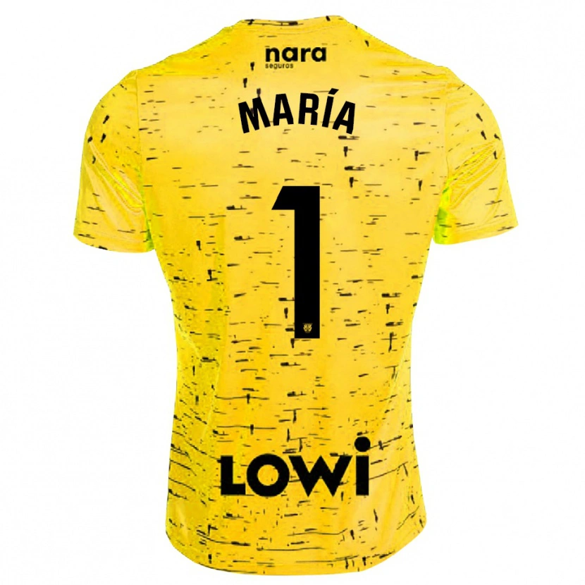 Danxen Hombre Camiseta María Hernández #1 Amarillo Negro Portero Equipación 2025/26 La Camisa México