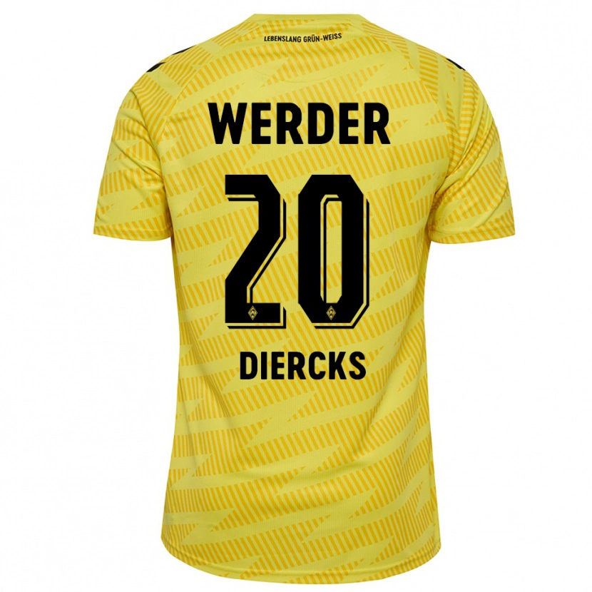 Danxen Hombre Camiseta Lewis Diercks #20 Amarillo Negro Portero Equipación 2025/26 La Camisa México