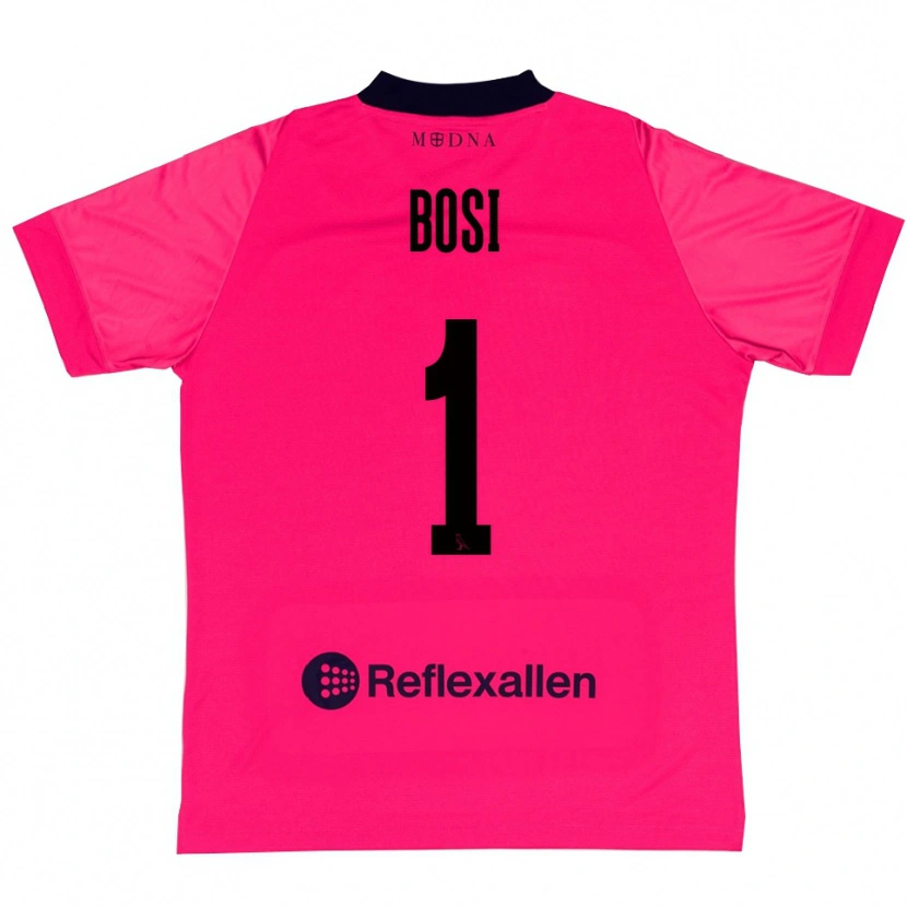 Danxen Hombre Camiseta Matteo Bosi #1 Rosa Intenso Negro Portero Equipación 2025/26 La Camisa México