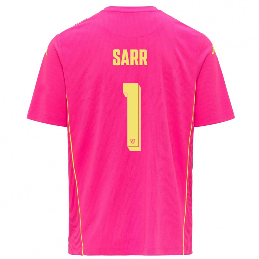 Danxen Hombre Camiseta Mouhamadou Sarr #1 Rosa Oscuro Amarillo Portero Equipación 2025/26 La Camisa México