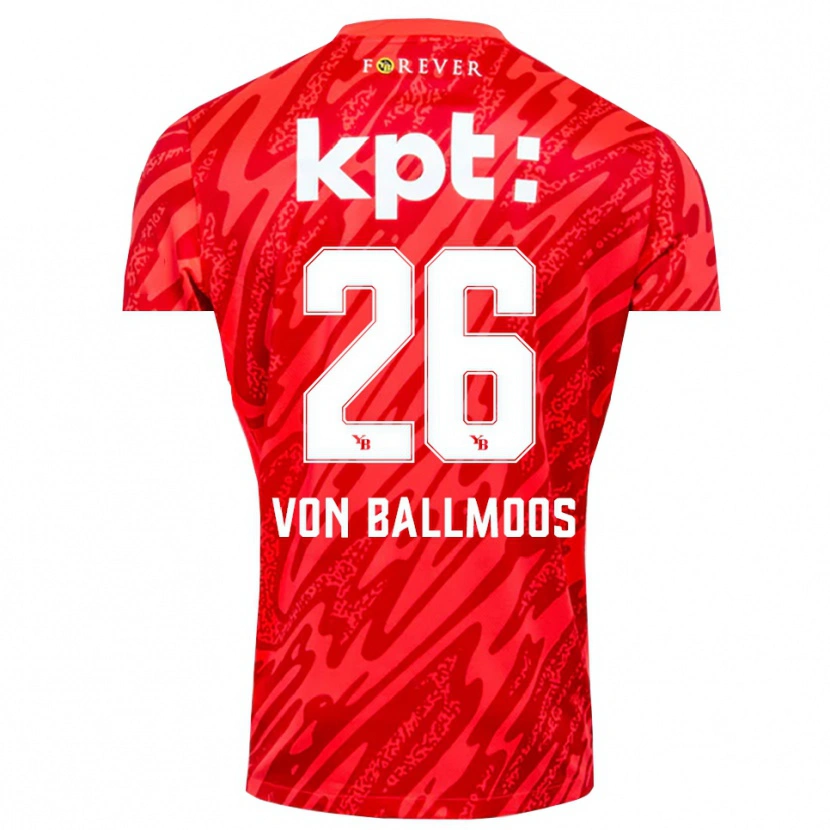 Danxen Hombre Camiseta David von Ballmoos #26 Rojo Blanco Portero Equipación 2025/26 La Camisa México