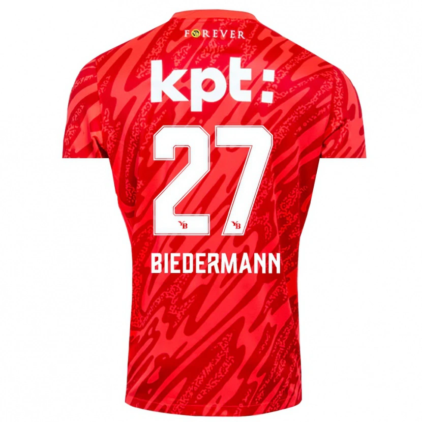 Danxen Hombre Camiseta Tamara Biedermann #27 Rojo Blanco Portero Equipación 2025/26 La Camisa México