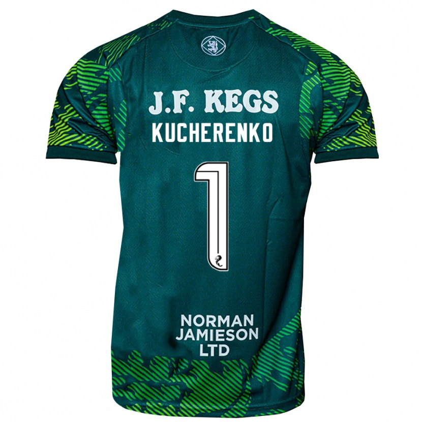 Danxen Hombre Camiseta Yevgeniy Kucherenko #1 Verde Blanco Portero Equipación 2025/26 La Camisa México
