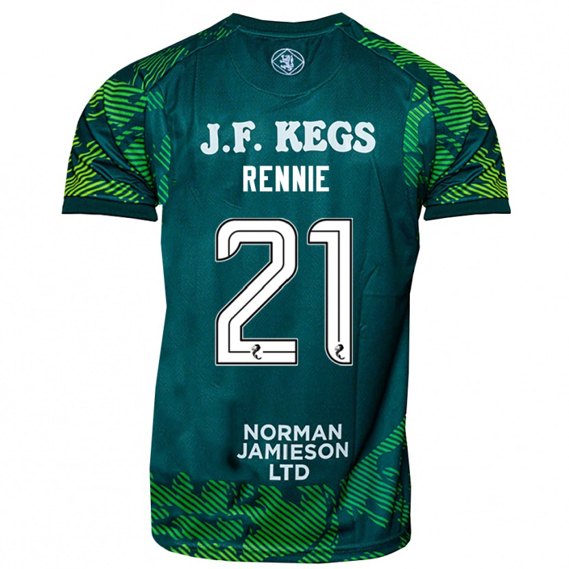 Danxen Hombre Camiseta Beth Rennie #21 Verde Blanco Portero Equipación 2025/26 La Camisa México