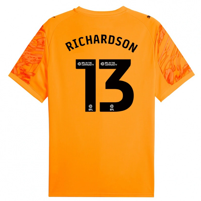 Danxen Hombre Camiseta Cale Richardson #13 Naranja Negro Portero Equipación 2025/26 La Camisa México