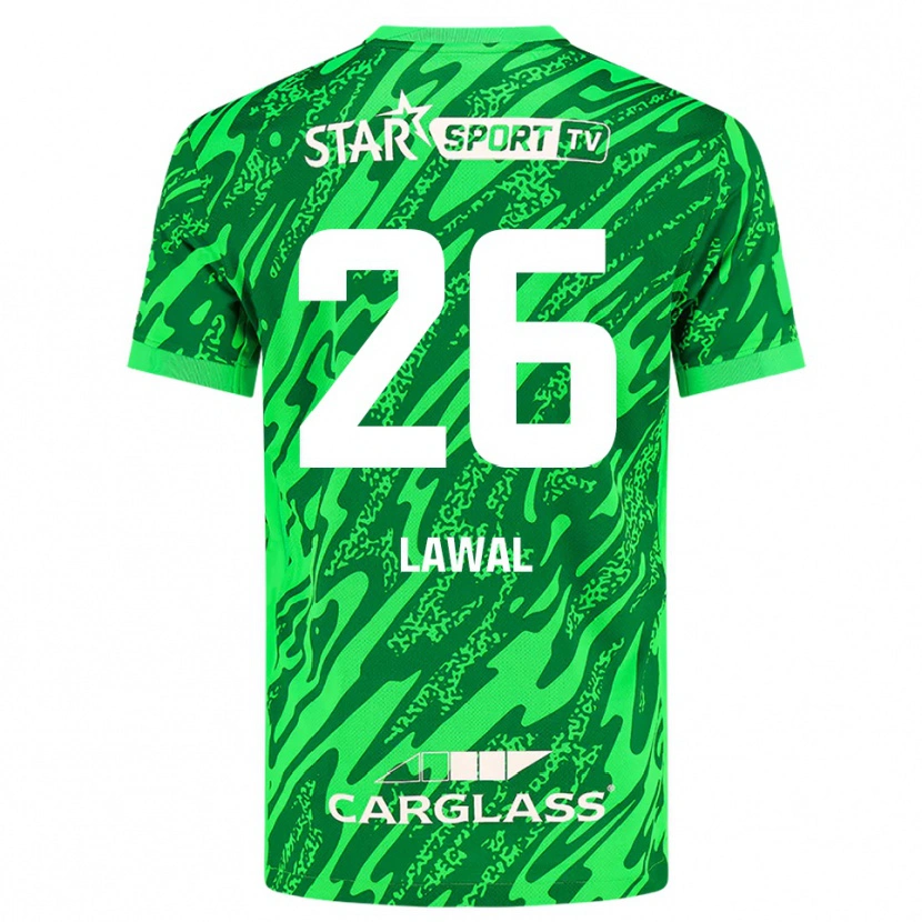 Danxen Hombre Camiseta Tobias Lawal #26 Verde Oscuro Blanco Portero Equipación 2025/26 La Camisa México
