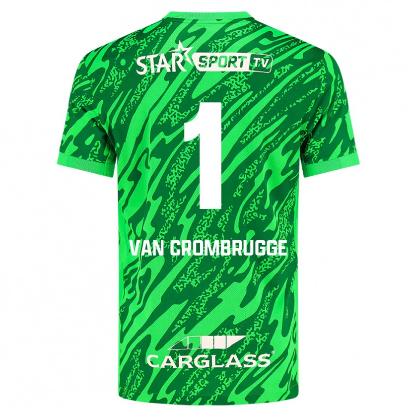 Danxen Hombre Camiseta Hendrik Van Crombrugge #1 Verde Oscuro Blanco Portero Equipación 2025/26 La Camisa México
