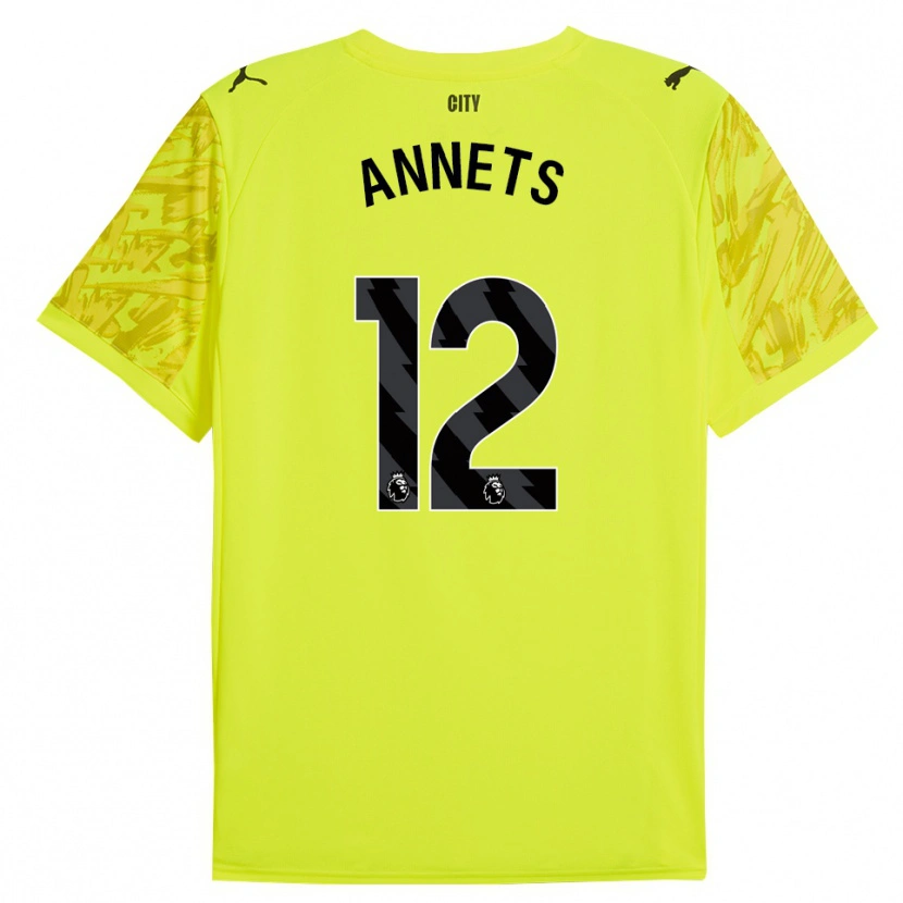Danxen Hombre Camiseta Eve Annets #12 Amarillo Naranja Negro Portero Equipación 2025/26 La Camisa México